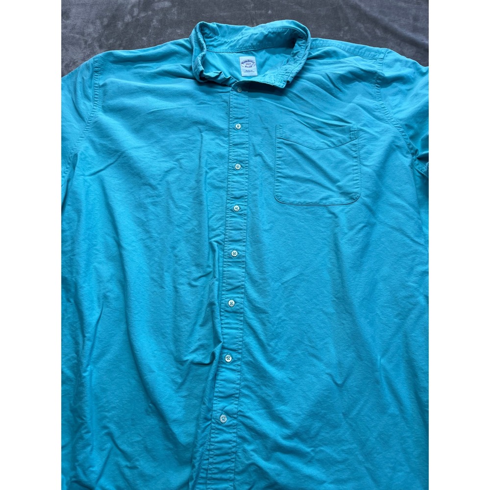 Brooks Brothers Mens 4XLT Oxford Button Down Shirt Turquoise Blue Big and Tall